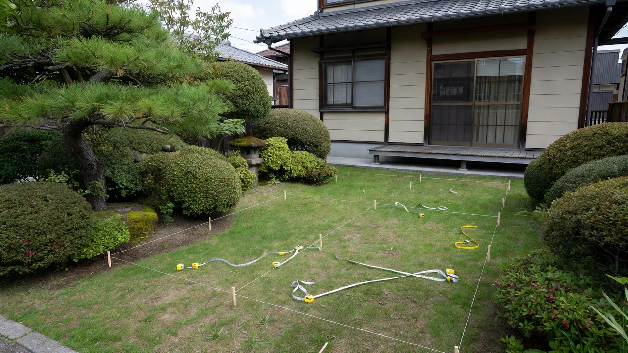 敷地の計測の様子